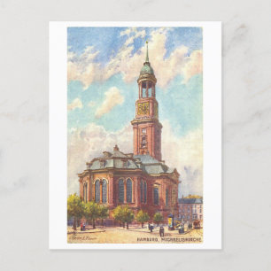 Vintage St. Michael's Church in Hamburg, Germany Postcard
