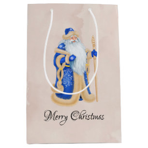Vintage St. Nicholas Blue Christmas Custom Medium Gift Bag