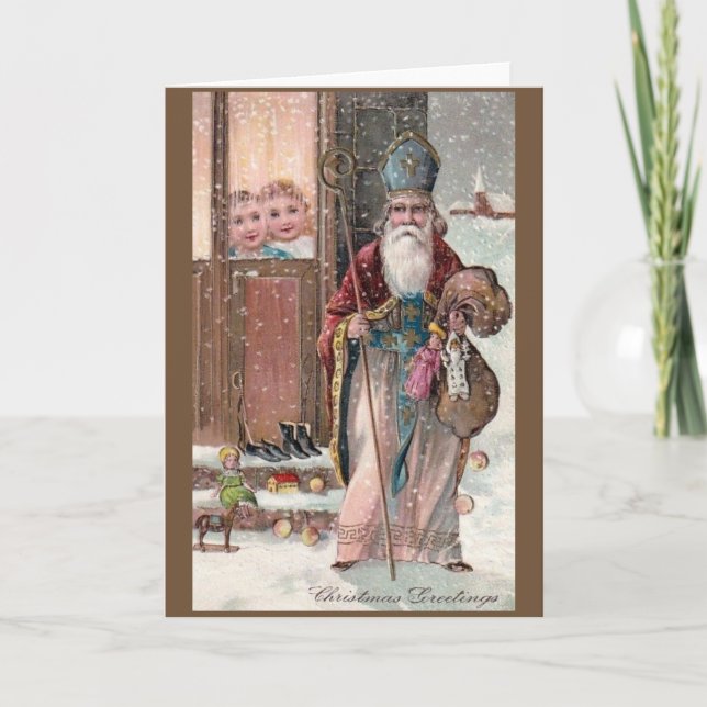 Vintage St. Nicholas Christmas Greeting Card (Front)