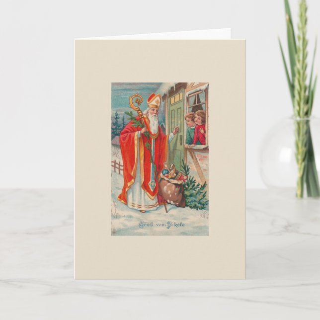 Vintage St. Nicholas German Greeting Card (Front)