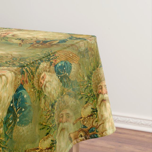 Vintage St. Nicholas Santa Claus Christmas Tablecloth (In Situ)