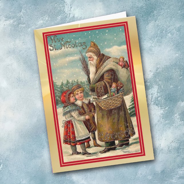 Vintage St Nicolas with Children Christmas Card (Creator Uploaded)