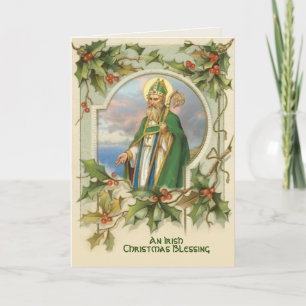 Vintage St. Patrick Irish Christmas Blessing Card