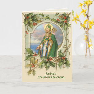 Vintage St. Patrick Irish Christmas Blessing Card