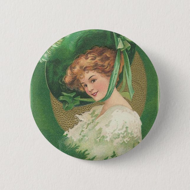 Vintage St Patricks Day 2 Inch Round Button (Front)