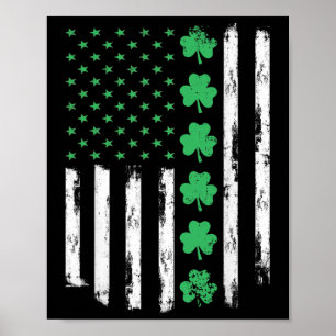 Vintage St Patricks Day American Flag Shamrocks Me Poster