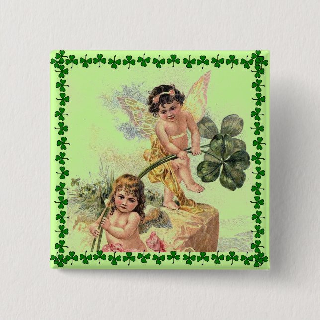 Vintage St. Patrick's Day Cherubs Pin (Front)