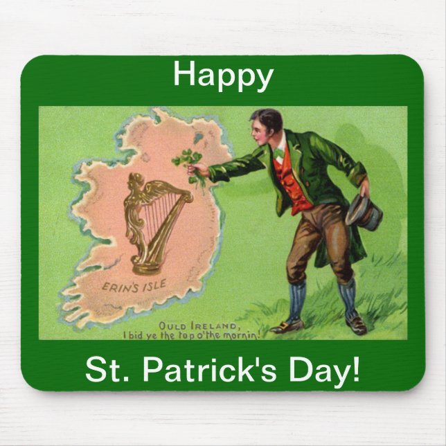 Vintage St. Patrick's Day Erin's Isle Mouse Pad (Front)