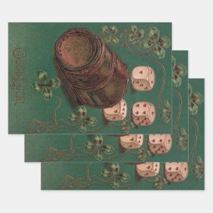 Vintage St. Patrick's Day, Good Luck Irish Dice Wrapping Paper Sheet