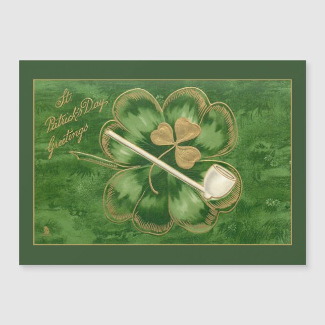 Vintage St. Patrick's Day Greeting with Shamrock (Front)