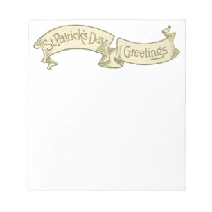 Vintage St. Patrick's Day Greetings Golden Banner Notepad