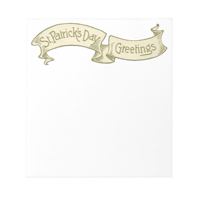 Vintage St. Patrick's Day Greetings Golden Banner Notepad (Front)