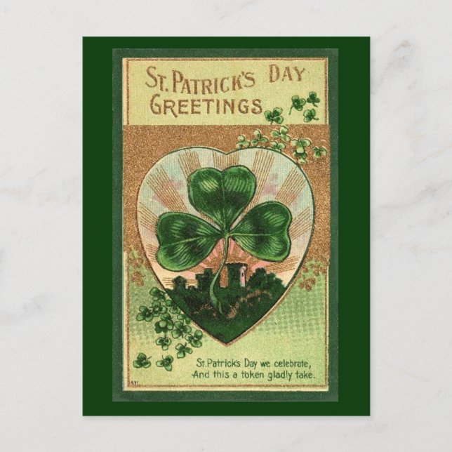 Vintage St Patrick's Day Greetings - Postcard (Front)