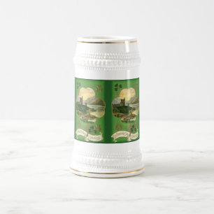 Vintage St. Patricks Day Greetings Shamrock Castle Beer Stein