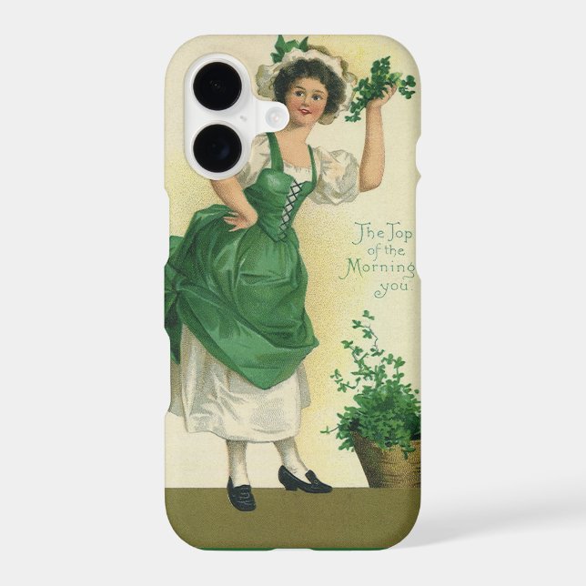 Vintage St. Patrick's Day Irish Lass with Clovers (Back)