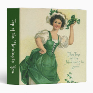 Vintage St. Patrick's Day Irish Lass with Clovers Binder