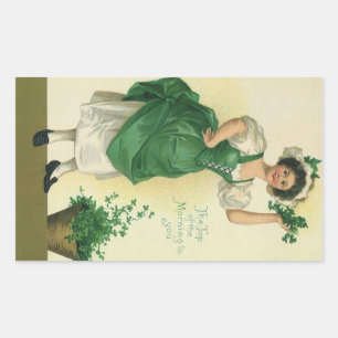 Vintage St. Patrick's Day Irish Lass with Clovers Sticker