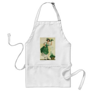 Vintage St. Patrick's Day Lass, Lucky Shamrocks Standard Apron