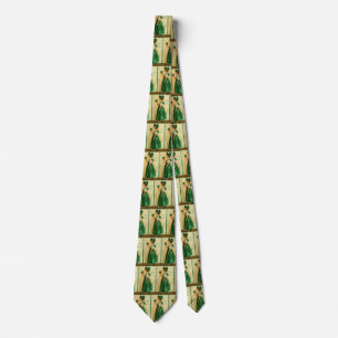 Vintage St. Patrick's Day Lass Wearing Green  Tie