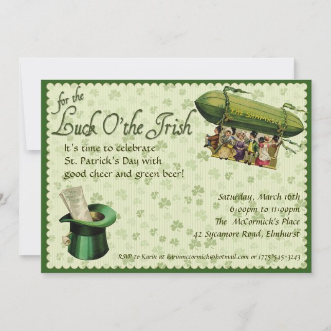 Vintage St. Patrick's Day Party Invitation (Front)