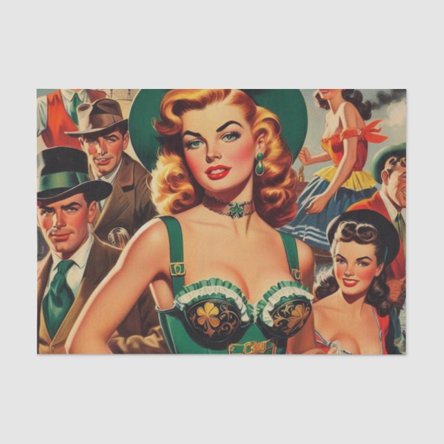 Vintage St. Patrick's Day Pin Up Tissue Paper (Front)