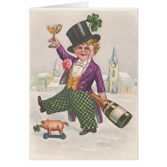 Vintage St Patricks Day Shamrock Champagne (Front)