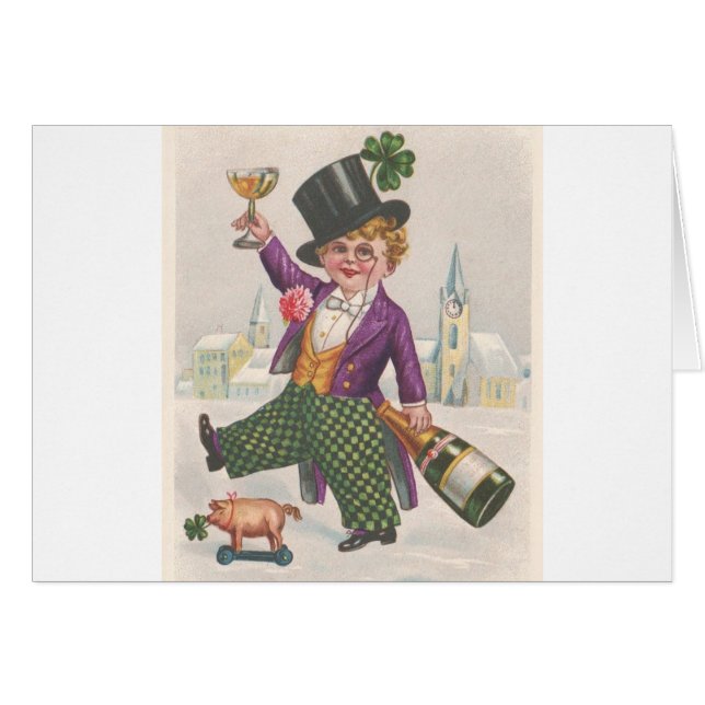 Vintage St Patricks Day Shamrock Champagne (Front Horizontal)