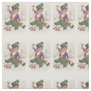 Vintage St Patricks Day Shamrock Champagne Fabric