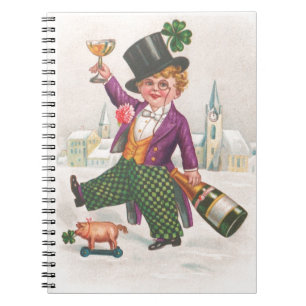 Vintage St Patricks Day Shamrock Champagne Notebook