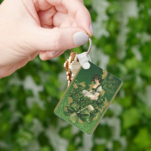Vintage St. Patrick's Day Souvenir, Irish Lass Keychain