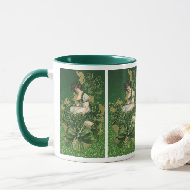 Vintage St. Patrick's Day Souvenir, Irish Lass Mug (With Donut)