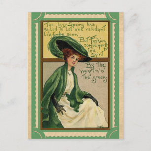 Vintage St Patricks Day Wearing Green Irish Poem Postcard