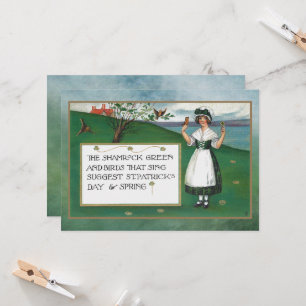 Vintage St. Patrick's Day with Irish Girl Card