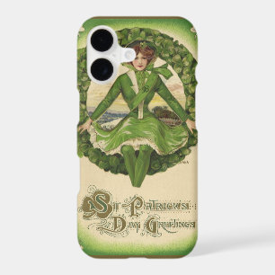 Vintage St. Patrick's Day, Wreath with Irish Lass