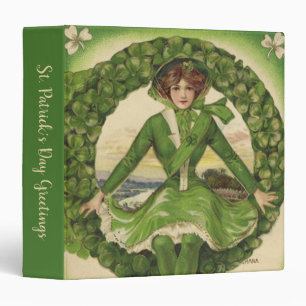 Vintage St. Patrick's Day, Wreath with Irish Lass Binder