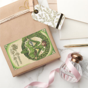 Vintage St. Patrick's Day, Wreath with Irish Lass Sticker