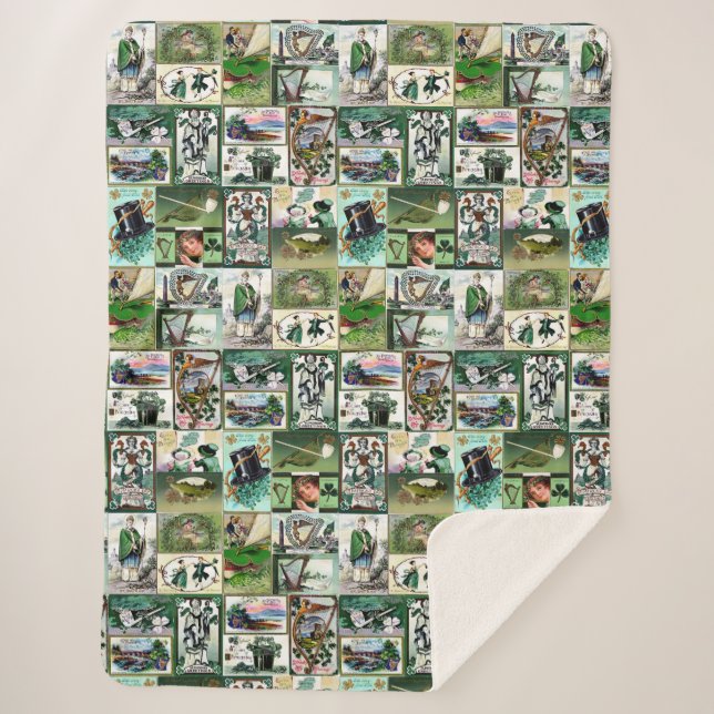 Vintage St Patrick's Sherpa Blanket (Front)