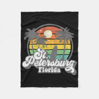 Vintage St. Petersburg Beach Florida Surfing Retro Fleece Blanket