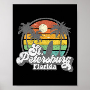 Vintage St. Petersburg Beach Florida Surfing Retro Poster