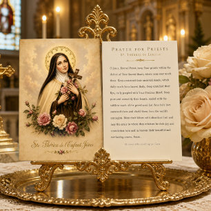 Vintage St Therese Prayer for Clergy Holy Card