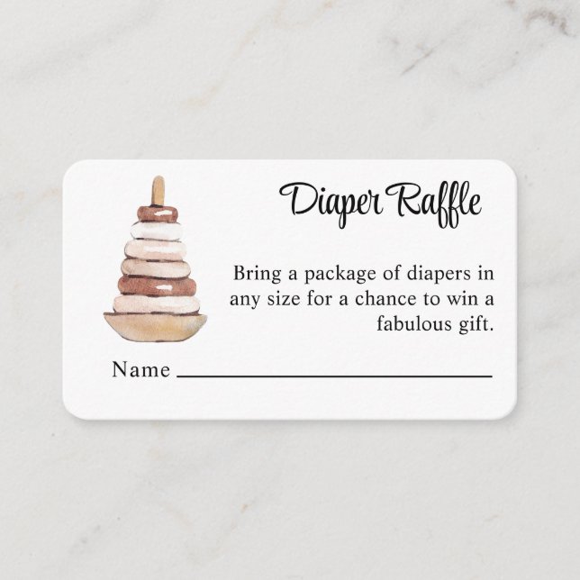 Vintage Stacked Rings Toy Diaper Raffle Enclosure Card (Front)
