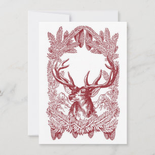 Vintage Stag Christmas Card with Envelope