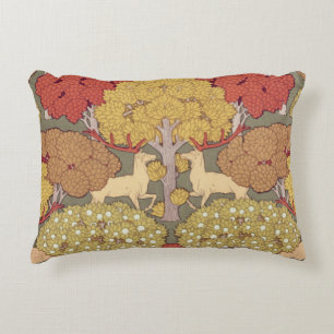Vintage Stag Deer Forest Sage Green Pattern Accent Pillow
