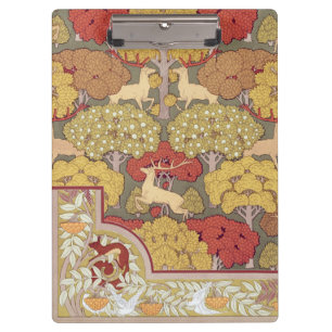 Vintage Stag Deer Forest Sage Green Pattern Clipboard