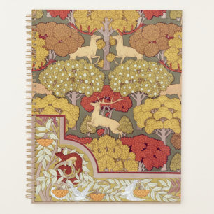 Vintage Stag Deer Forest Sage Green Pattern Planner