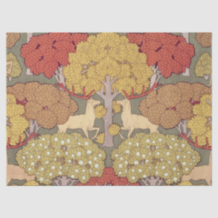Vintage Stag Deer Forest Sage Green Pattern Tissue Paper