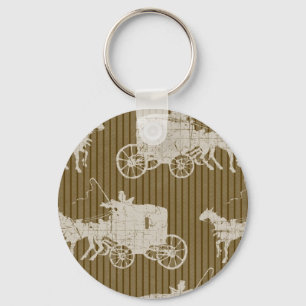 Vintage Stagecoach Brown Keychain