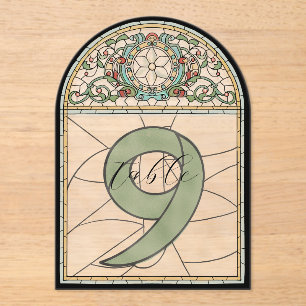 Vintage Stained Glass Effect Acrylic Table Numbers