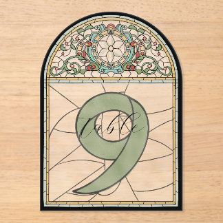Vintage Stained Glass Effect Acrylic Table Numbers