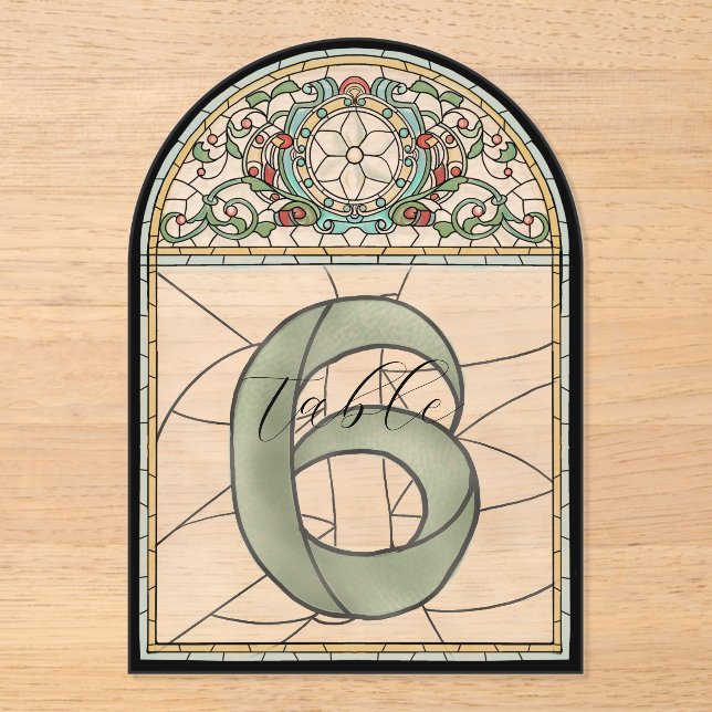 Vintage Stained Glass Effect Acrylic Table Numbers (Front)